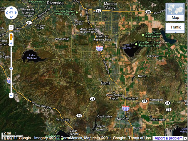 Google map of Lake Matthews